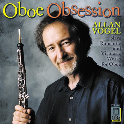 CD cover featuring Allan Vogel, oboist, with his instrument.