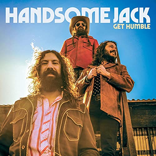 Handsome Jack album cover featuring three bearded men in casual attire.