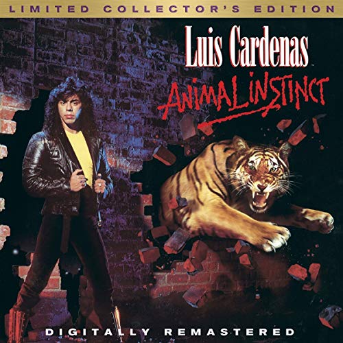 CD cover: musician with tiger breaking through a brick wall.