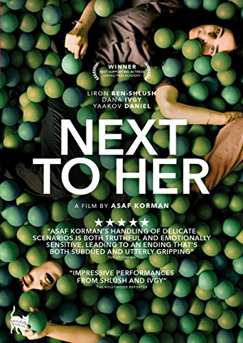 DVD cover for "Next To Her" with a woman surrounded by green balls.