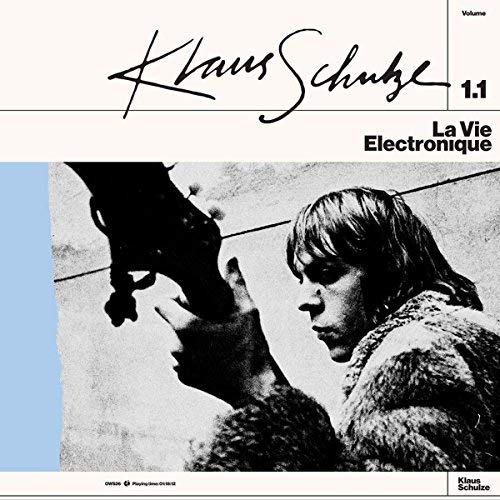Record cover: Klaus Schulze’s “La Vie Electronique Volume 1.1” with a portrait.