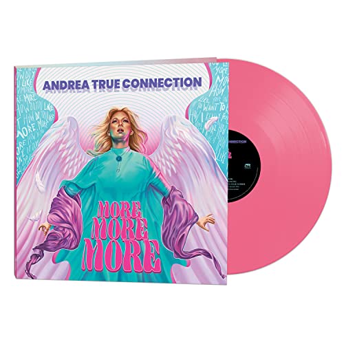 Pink vinyl record with album cover featuring a woman with angel wings.