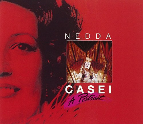 CD cover: portrait of Nedda Casei with stage imagery, red background.