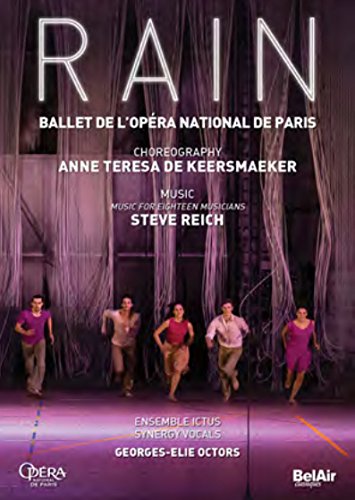 DVD cover for "Rain" ballet featuring dancers running through silver strands.