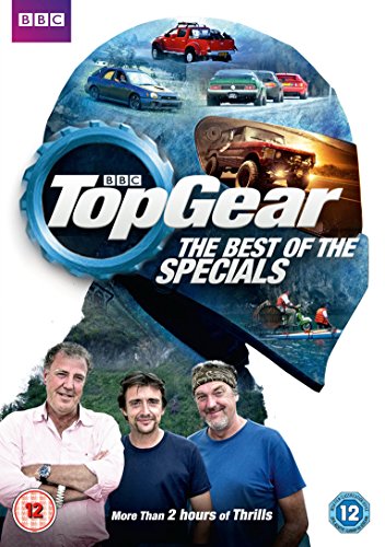 DVD cover for "Top Gear: The Best of the Specials" featuring three men and cars.