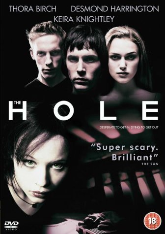 DVD cover for "The Hole" featuring close-ups of four young adults with dark background.