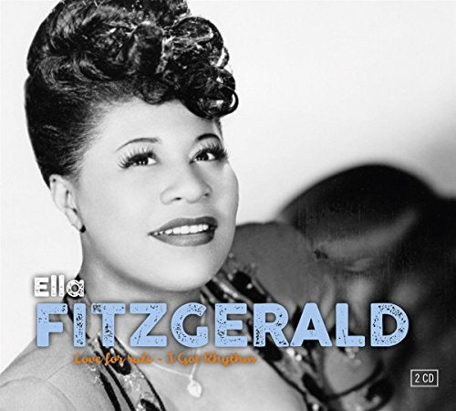 Black and white portrait of Ella Fitzgerald with album title text.