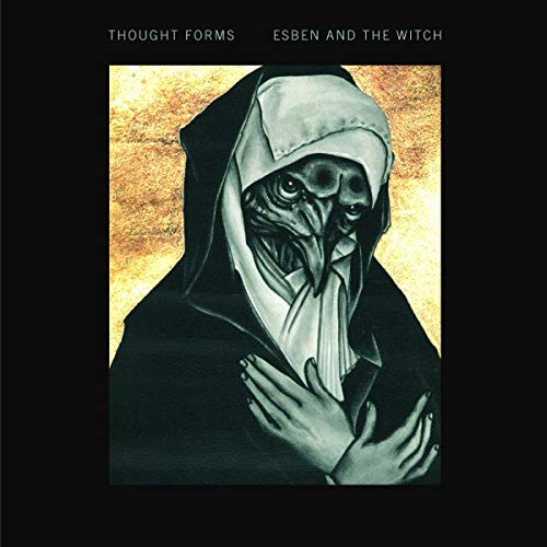 Record album cover featuring a hooded figure with a bird-like face.