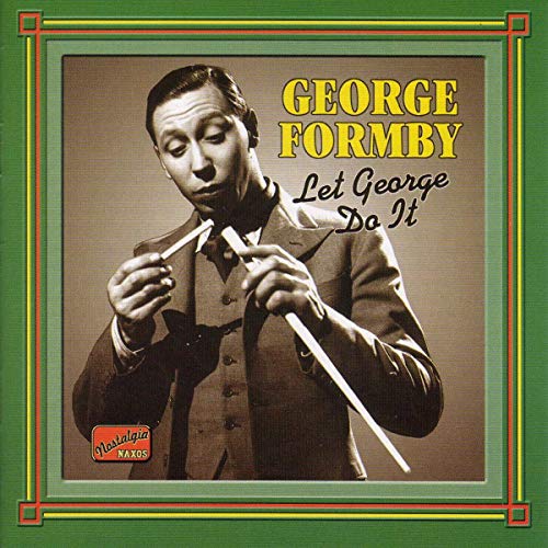 George Formby album cover, showing him with ukulele, in a green border.