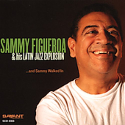 "CD cover featuring Sammy Figueroa smiling, with text on a black background."