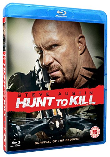 Blu-ray case for "Hunt to Kill" featuring Steve Austin with a crossbow.