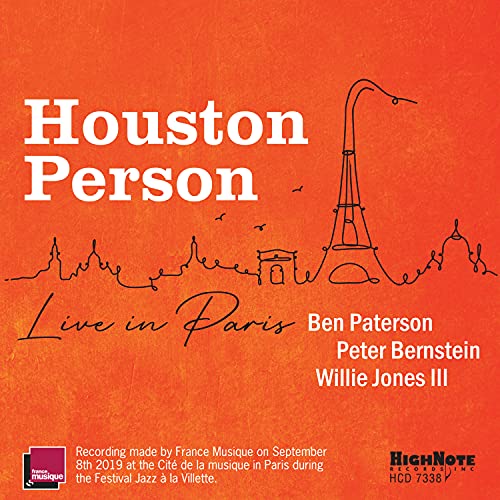 CD cover for Houston Person’s “Live in Paris” featuring the Eiffel Tower.