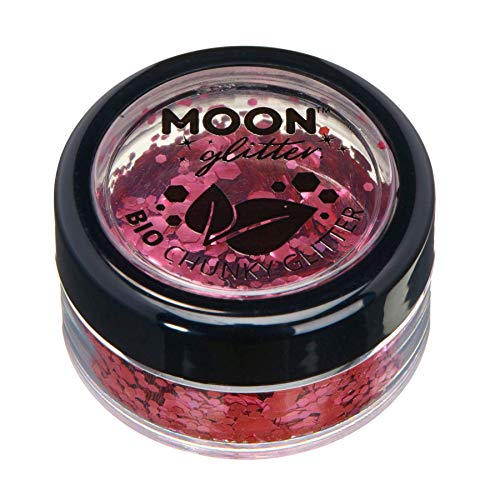 Biodegradable Eco Chunky Glitter by Moon Glitter - Dark Rose - Cosmetic Bio Festival Makeup Glitter for Face, Body, Nails, Hair, Lips - 3g