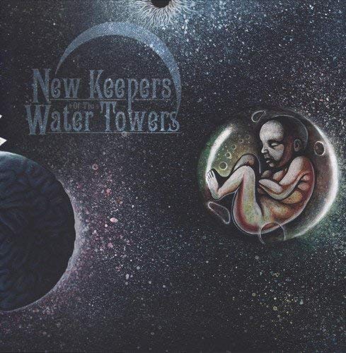"Album cover with a fetus in a bubble, against a space background."
