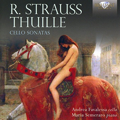 "CD cover art featuring a nude woman on a horse, classical music theme."