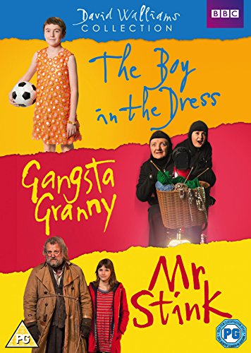 "Colourful DVD cover featuring characters from three David Walliams stories."