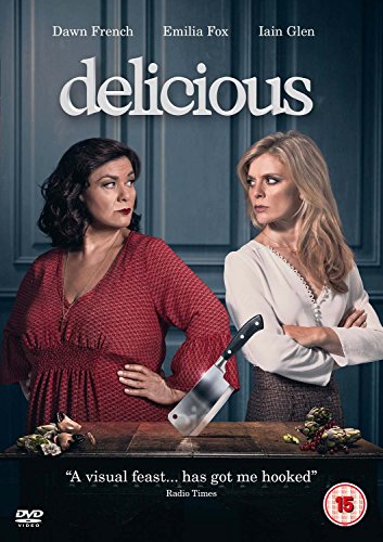 DVD cover for "Delicious" featuring two women standing behind a kitchen counter.