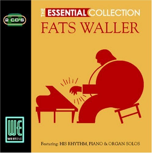 "Fats Waller CD cover with red silhouette of a man playing piano on yellow background."