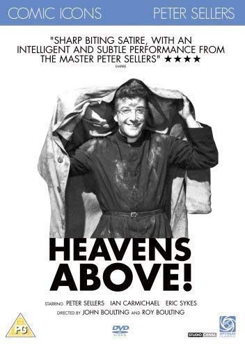 DVD cover for “Heavens Above” featuring Peter Sellers in clerical garb.