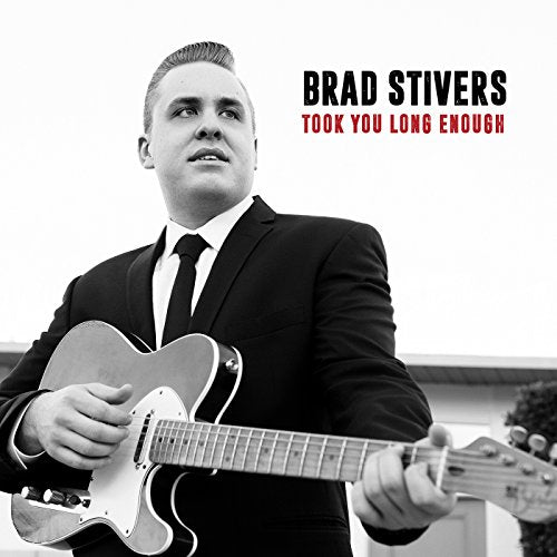 Black and white album cover featuring Brad Stivers with a guitar.