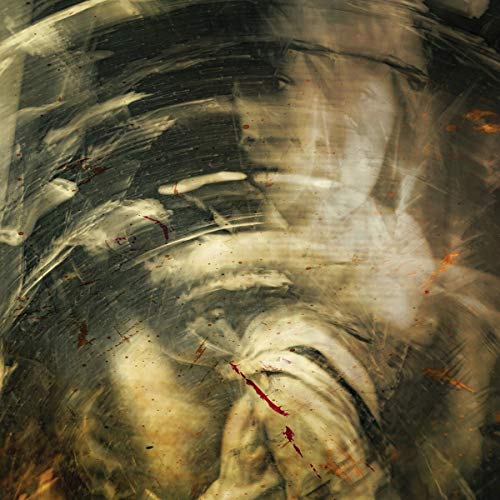 "CD case with abstract, distorted cover art featuring a white figure and red marks."