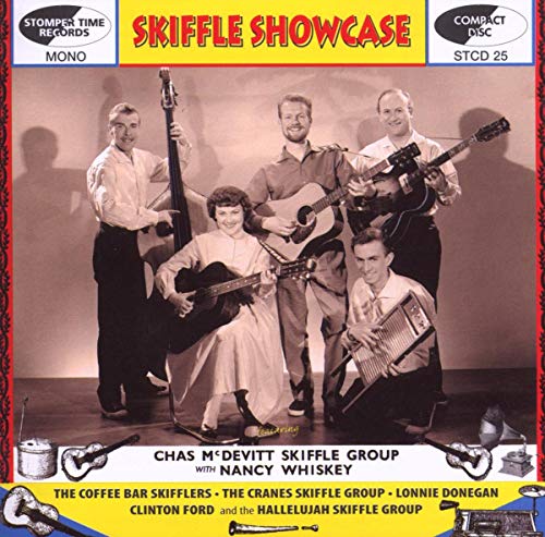 CD cover for "Skiffle Showcase" featuring a 1950s skiffle band portrait.