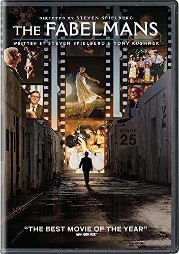 The Fabelmans" DVD cover featuring film stills and a movie camera.