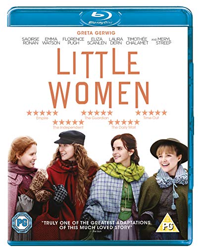Blu-ray cover for Little Women featuring four women in period clothing against white background.