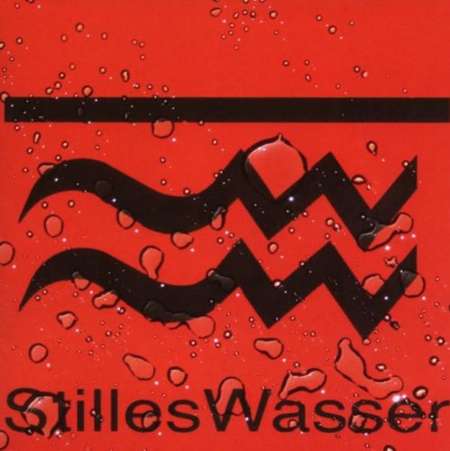 Red CD cover with black wave and water droplet design.