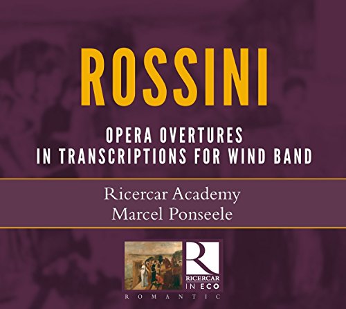 Purple CD cover with "ROSSINI" in yellow, featuring white text and logos at the bottom.