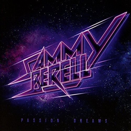 CD cover for "Passion Dreams" by Sammy Berell, with neon-style text and galaxy background.
