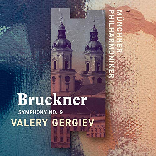 Bruckner Symphony No. 9 CD cover with church towers and textured background.