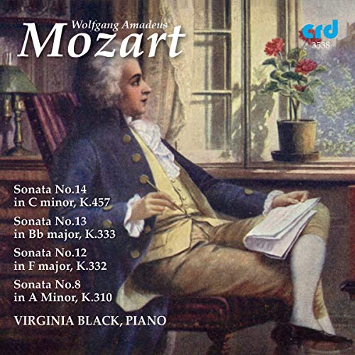 CD cover featuring a portrait of Mozart and piano sonata titles.