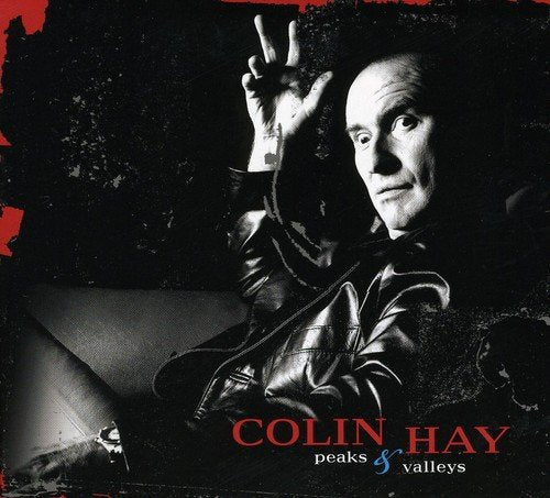 "Colin Hay album cover featuring a black-and-white photo of Colin Hay in a leather jacket."