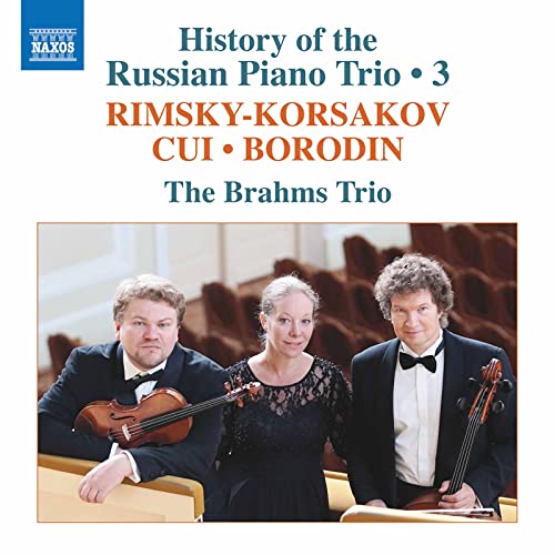 CD cover featuring The Brahms Trio and composers Rimsky-Korsakov and Cui.
