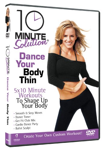 DVD cover featuring a woman dancing, promoting a 10-minute workout program.