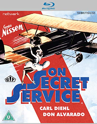 On Secret Service" Blu-ray cover with a vintage airplane and woman in distress.