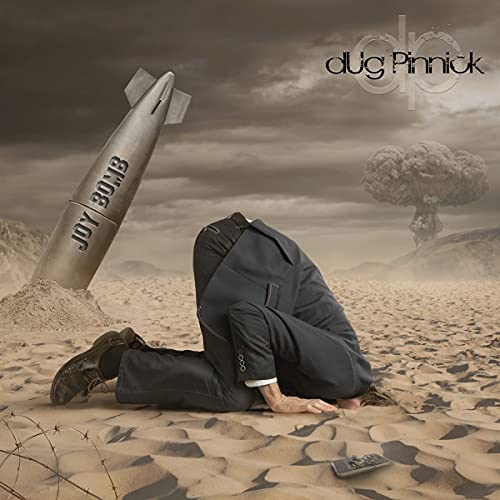 Album cover: man in suit with head in sand, bomb above.