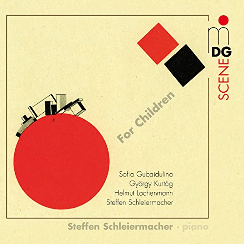 CD cover with red circle, abstract shapes, and text on beige background.