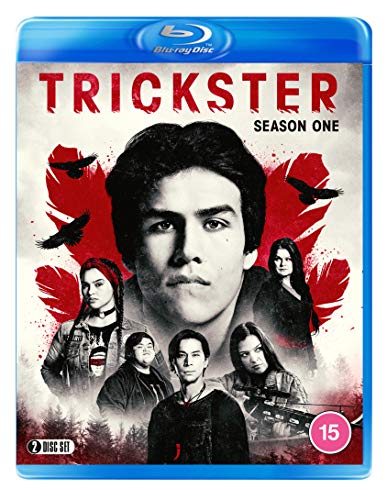"Blue Blu-ray case with 'Trickster Season One' cover art featuring a man and four others."