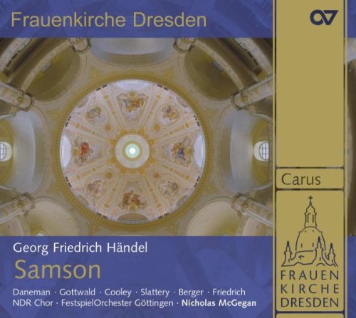 CD cover: ornate church ceiling, text “Samson” and “Handel”, Carus label.