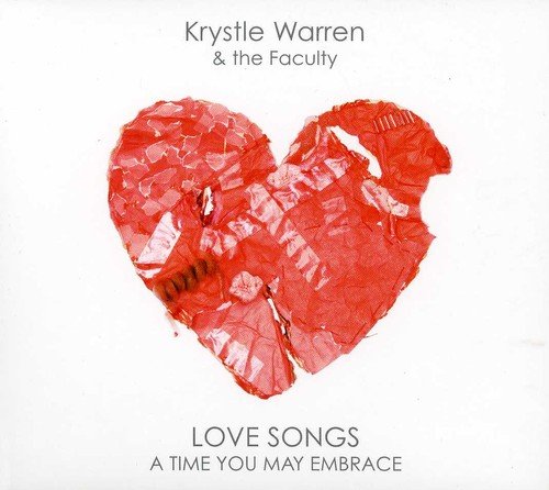 Red heart made of tissue paper on a white background, with artist and album name.