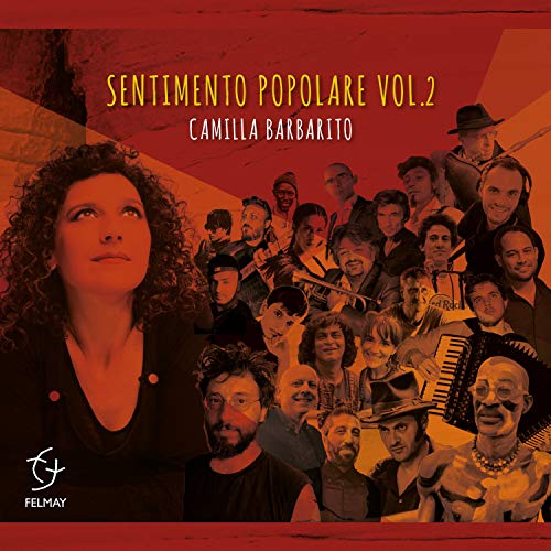 "Album cover with a woman and musicians, red and orange tones, Felmay logo."