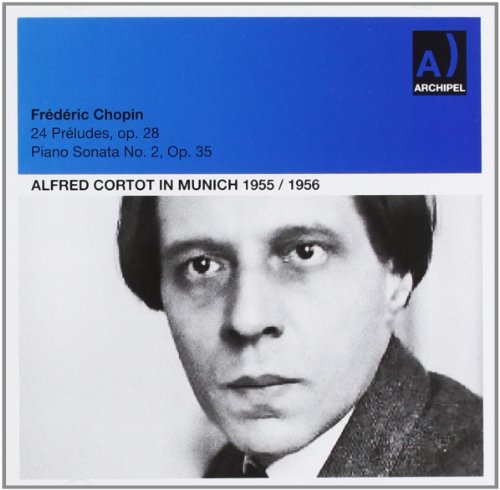 CD cover with blue banner and black-and-white portrait of Alfred Cortot.