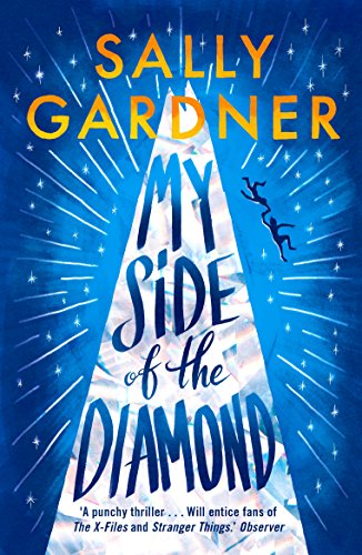 The image is a book cover. Alt text: Book cover with blue background, white triangle, and title "My Side of the Diamond".