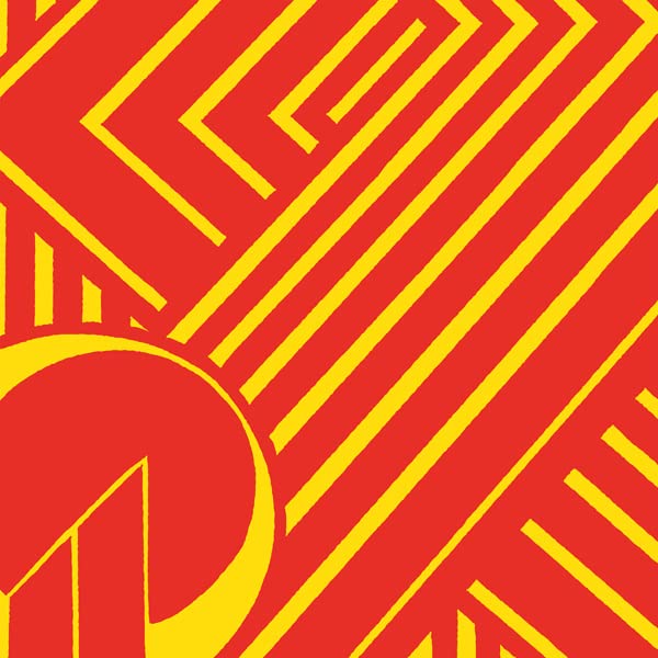 Red and yellow abstract geometric design, vinyl record EP cover.