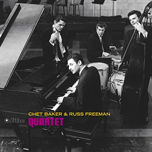 Black and white photo of four jazz musicians with instruments.