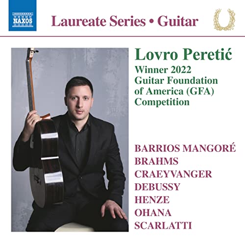 CD cover featuring guitarist Lovro Peretić in a suit, with composer names.