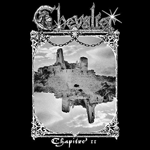 Black and white vinyl album cover with medieval castle image and ornate frame.