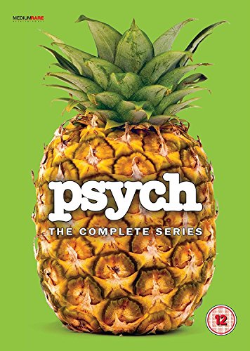 Psych The Complete Series DVD cover featuring a large pineapple on a green background.
